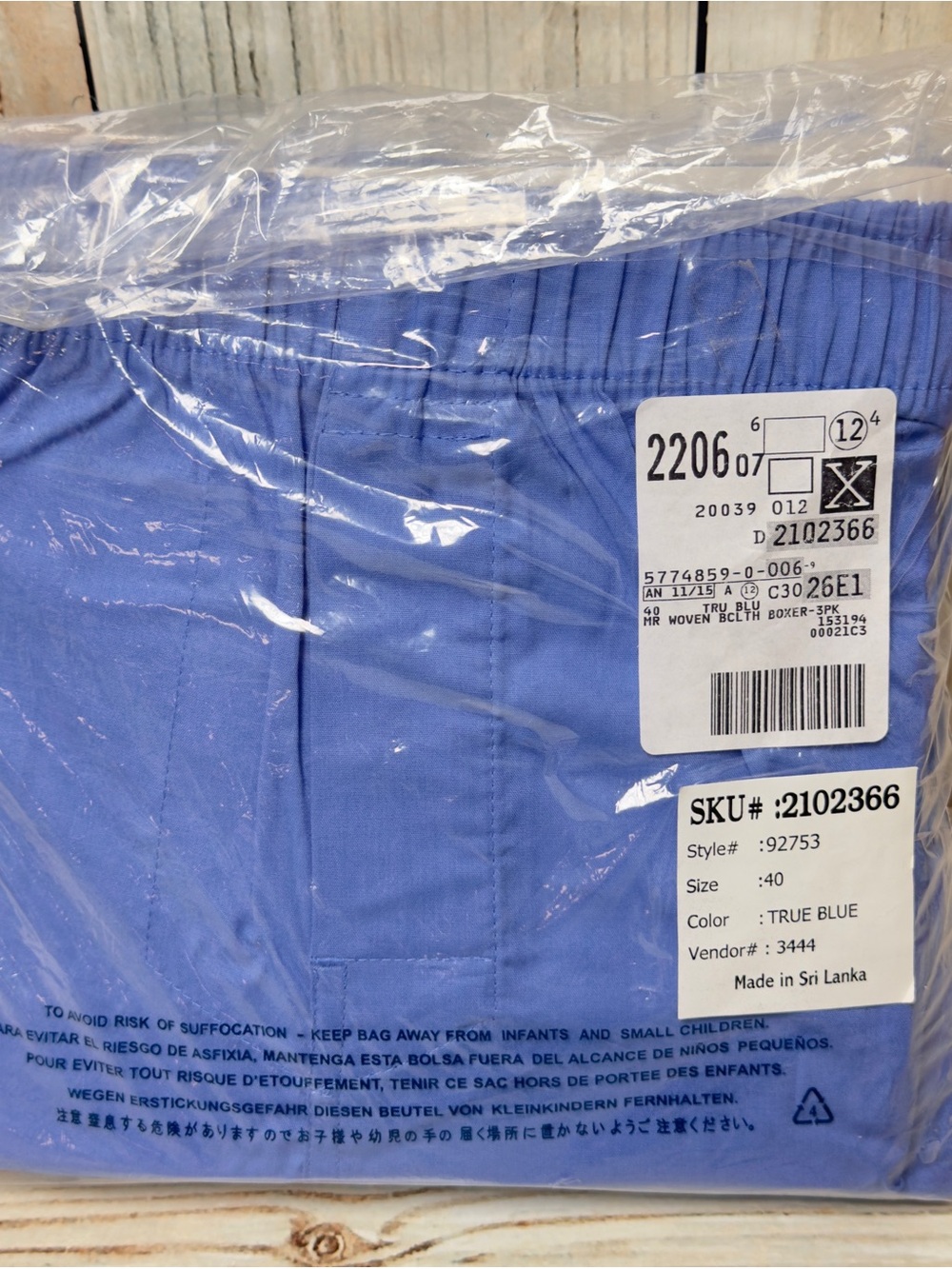 NWT LANDS END 3 pairs of Baby True Blue Boxers Briefs Men’s size 40 100% Cotton